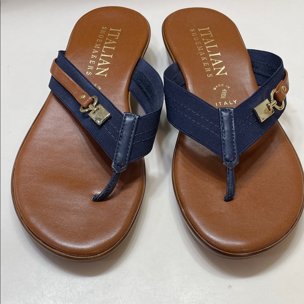 Italian Shoemakers Navy and Brown Sandals - Picture 5 of 6